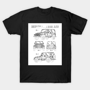 Jeep Wrangler Patent - Jeep Art - Black And White T-Shirt